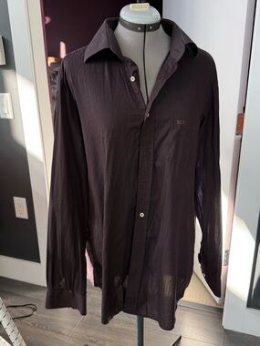 Bulgari Dark Brown Long Sleeve Dress Shirt